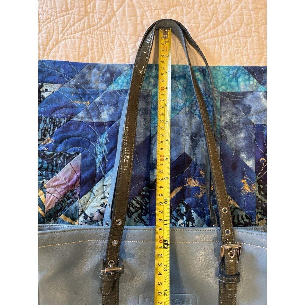 Vtg Coach Large Leather Hobo Shoulder Blue Teal Gallery Tote Bag Purse 2004 EUC - Picture 13 of 16